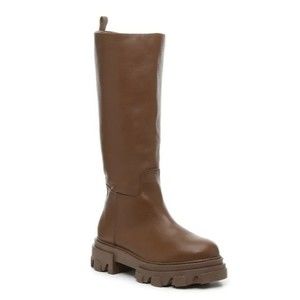 Steve Madden Priority Tall Boots Color Congac Brown Chunky Lug Sole Size 7.5M